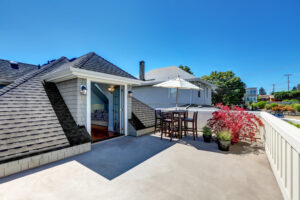 flat roofing turned into outdoor living space